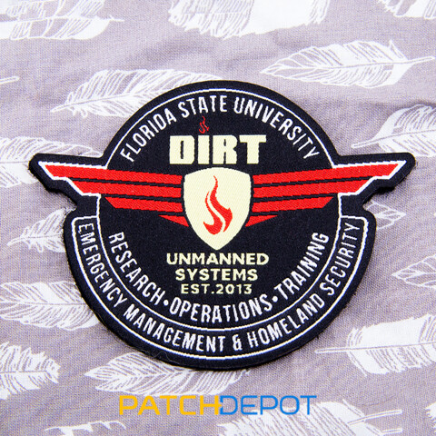 Custom embroidered patch with a hot cut edge