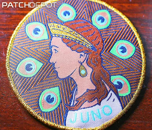 Custom patch with gold metallic thread detail